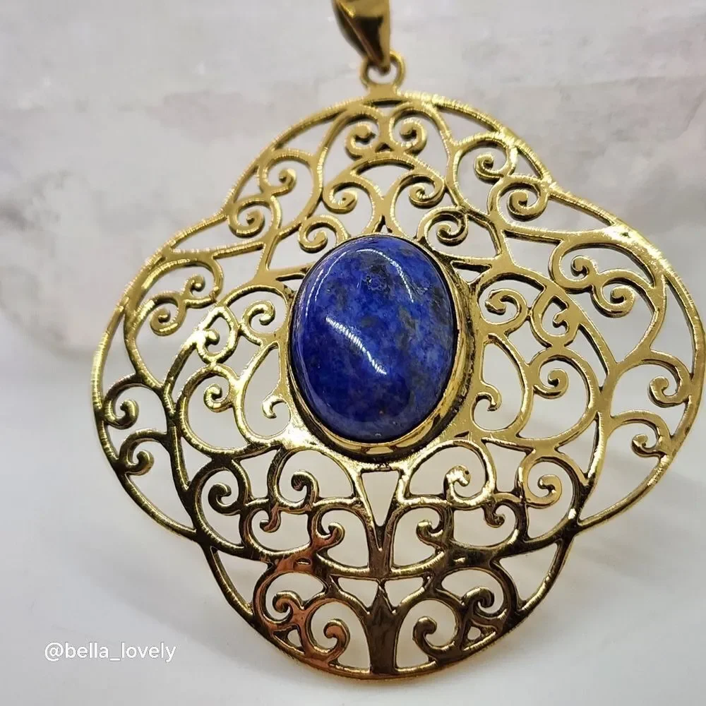 Sapphire Gold Toned Ethnic Handmade Filigree Pendant Jewelry 2.27